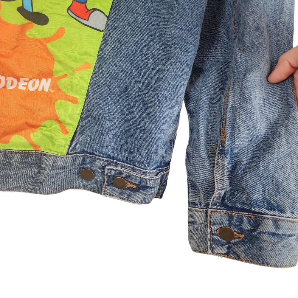 NICKELODEON Womens Small Denim Jean Jacket Cartoon Characters Vintage Button Up - Picture 7 of 8